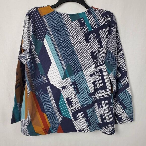 CJ Banks X (14) Plus 0x  Navy Print Blouse - Picture 5 of 8